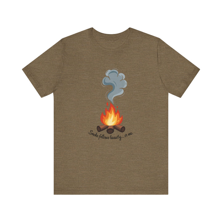 Summer Camp Smoke Follows Beauty Or Me T Shirt | Heather Olive
