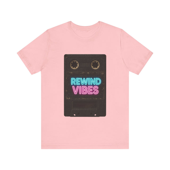 Retro VHS Rewind Vibes Vintage T-Shirt | Pink Twill Tees