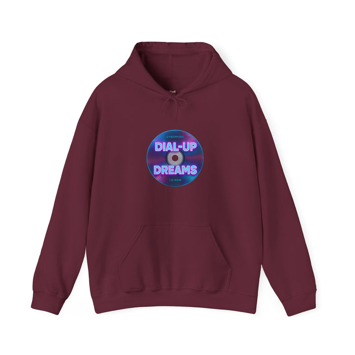 Retro Y2K Glitchy CD-ROM Hoodie | Maroon Printify