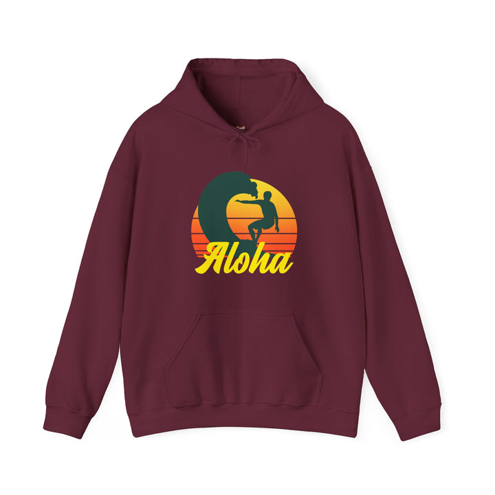 Beach Aloha Sunset Surfer Hoodie | Maroon