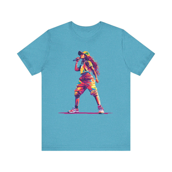 Rapper Vibrant Mic Drop T Shirt | Heather Aqua