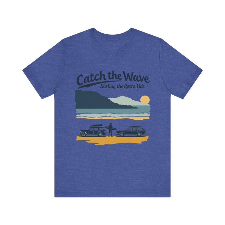 Retro Surfing Catch the Wave T Shirt | Heather True Royal