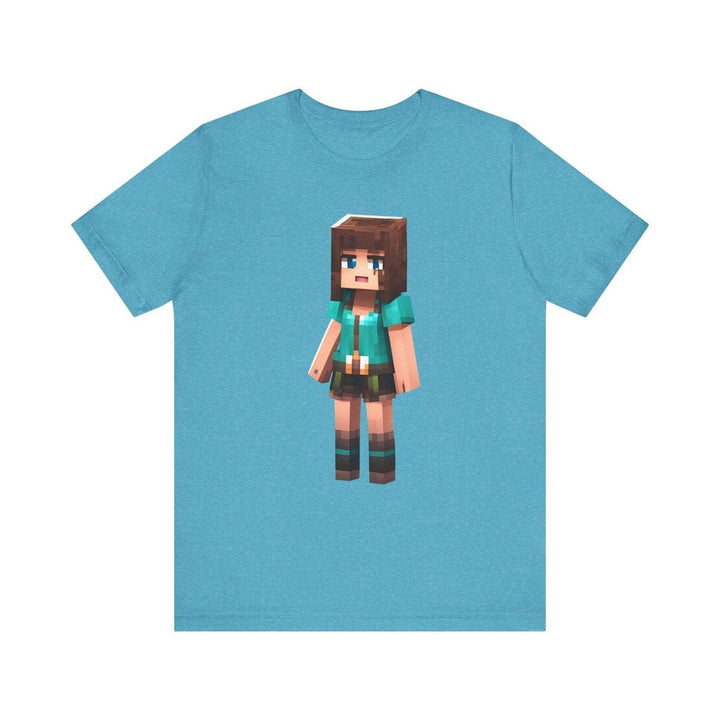 Minecraft Adventure Block Heroine T Shirt | Heather Aqua