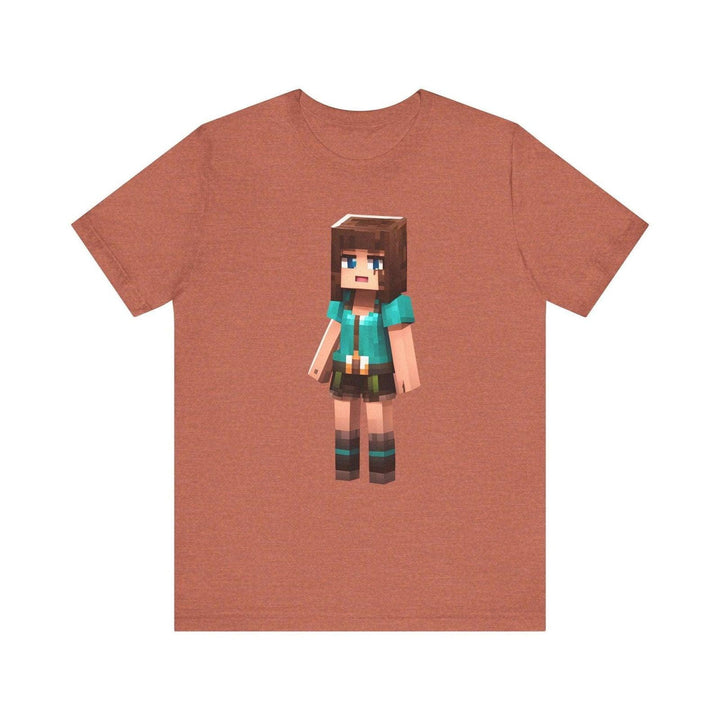 Minecraft Adventure Block Heroine T Shirt | Heather Clay