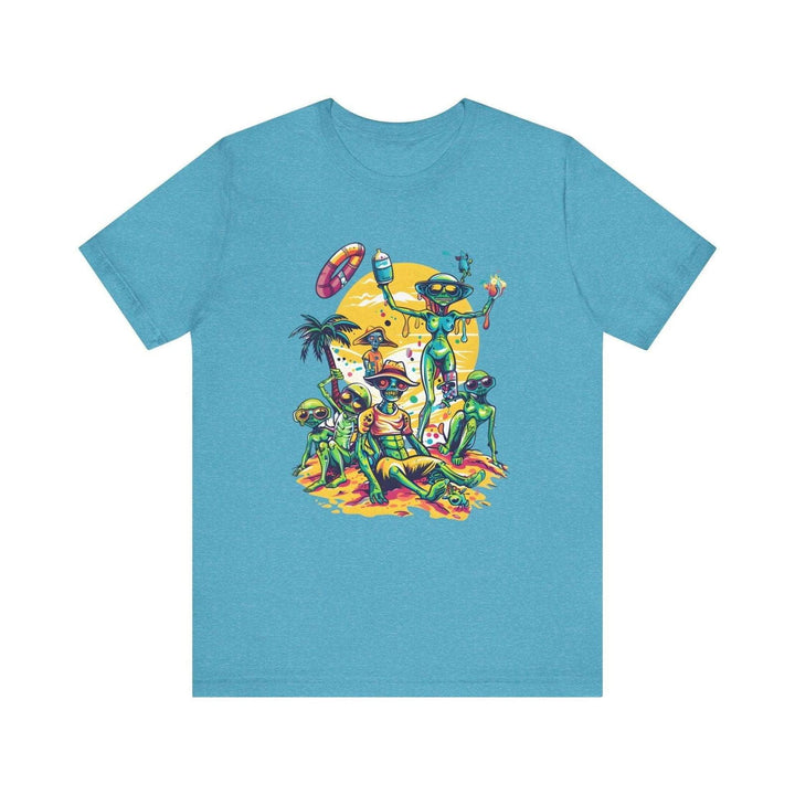 Alien Beach Party T Shirt | Heather Aqua