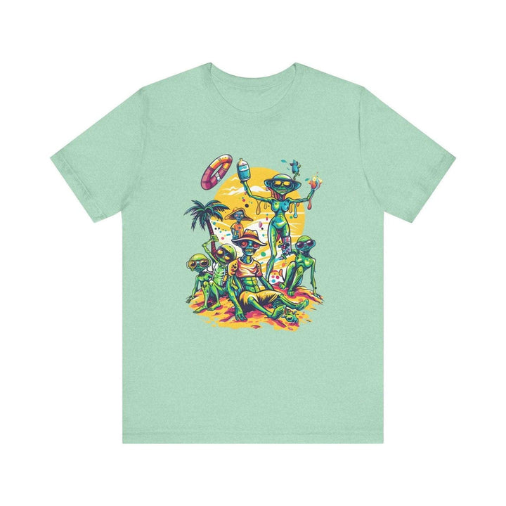 Alien Beach Party T Shirt | Heather Mint