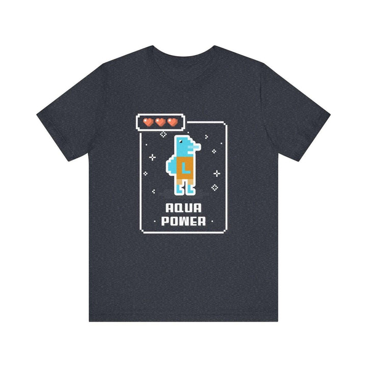 Retro Gaming Aqua Power Pixel T Shirt | Heather Navy