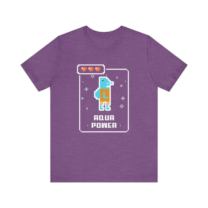 Retro Gaming Aqua Power Pixel T Shirt | Heather Team Purple