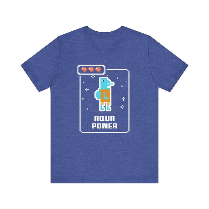 Retro Gaming Aqua Power Pixel T Shirt | Heather True Royal