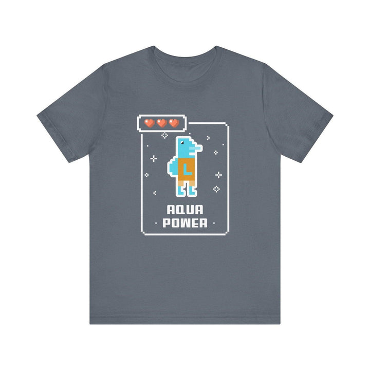 Retro Gaming Aqua Power Pixel T Shirt | Steel Blue