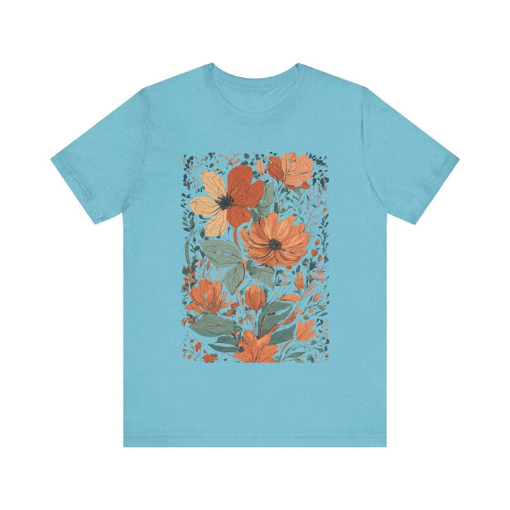 Flower Autumn Blooms T Shirt | Turquoise