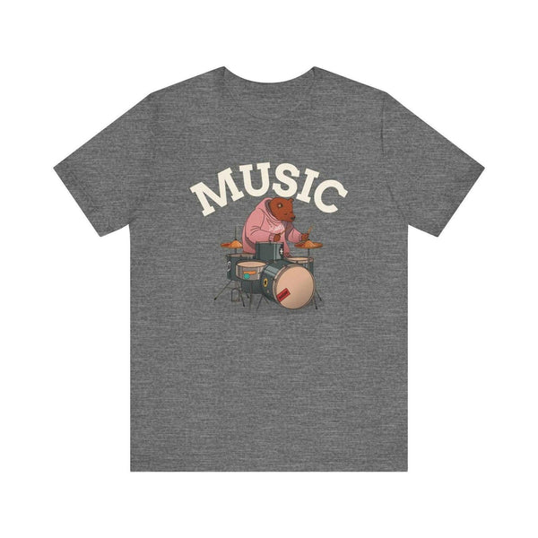 Band Bear Beats Drummer T Shirt | Deep Heather