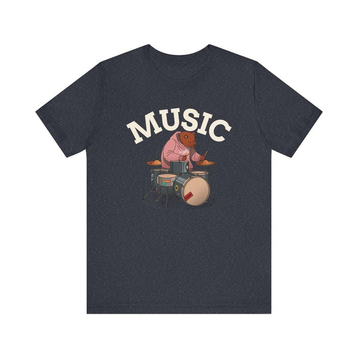 Band Bear Beats Drummer T Shirt | Heather Navy