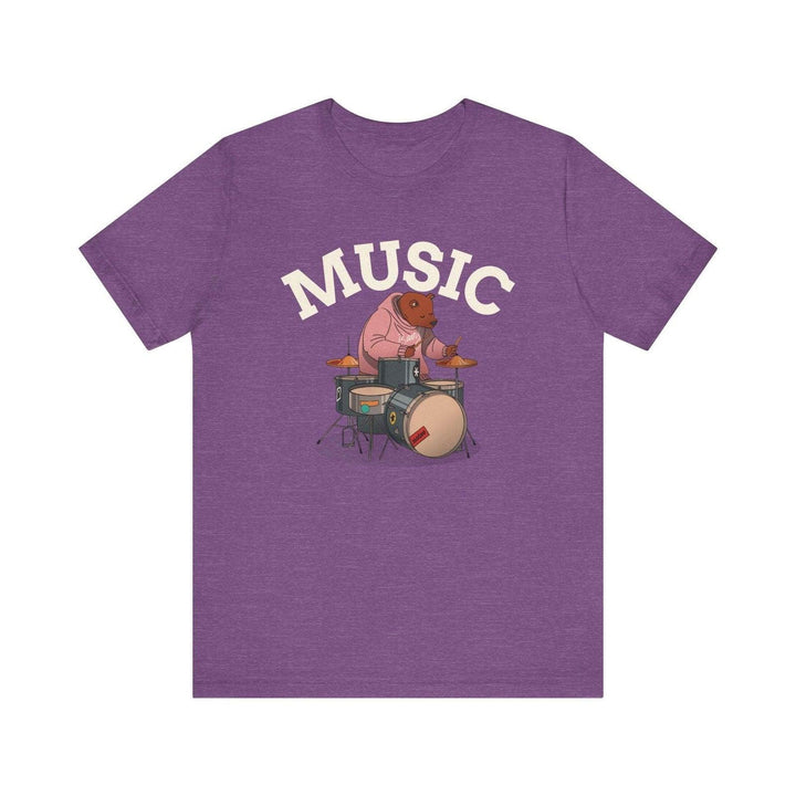 Band Bear Beats Drummer T Shirt | Heather Team Purple