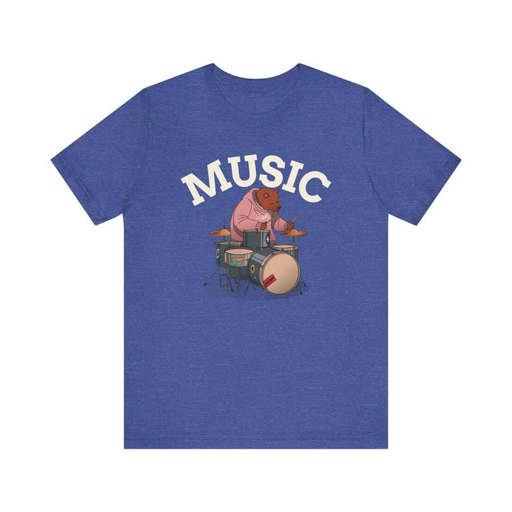 Band Bear Beats Drummer T Shirt | Heather True Royal