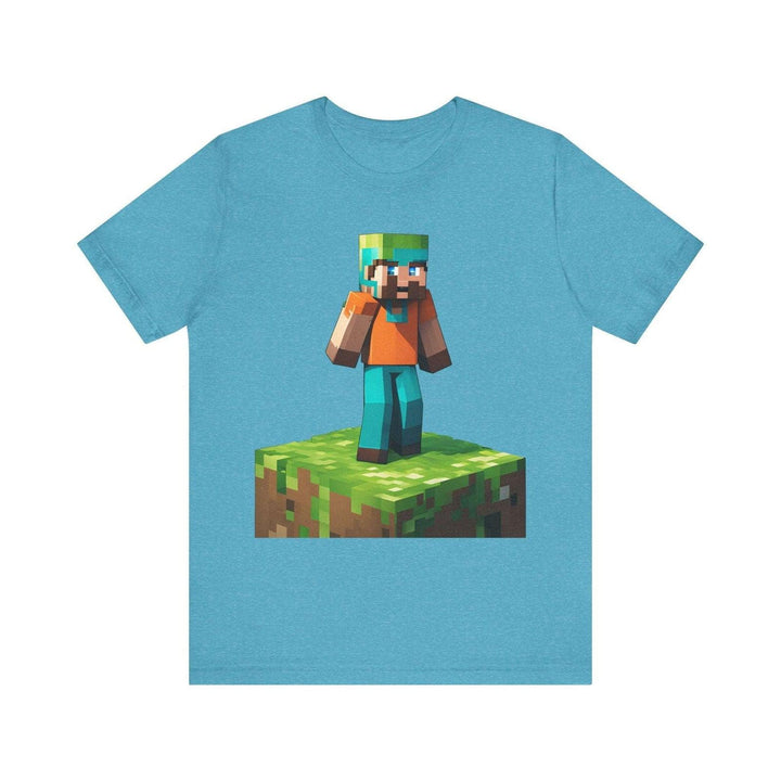 Minecraft Block Builder T Shirt | Heather Aqua