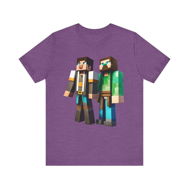 Minecraft Blocky Buddies T Shirt | Heather Team Purple