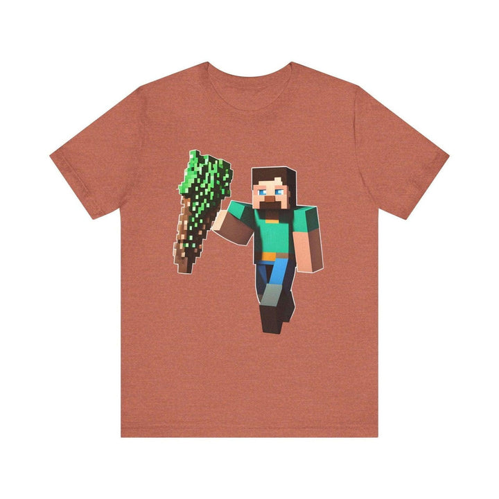 Minecraft Blocky Tree Carrier T Shirt | Heather Clay