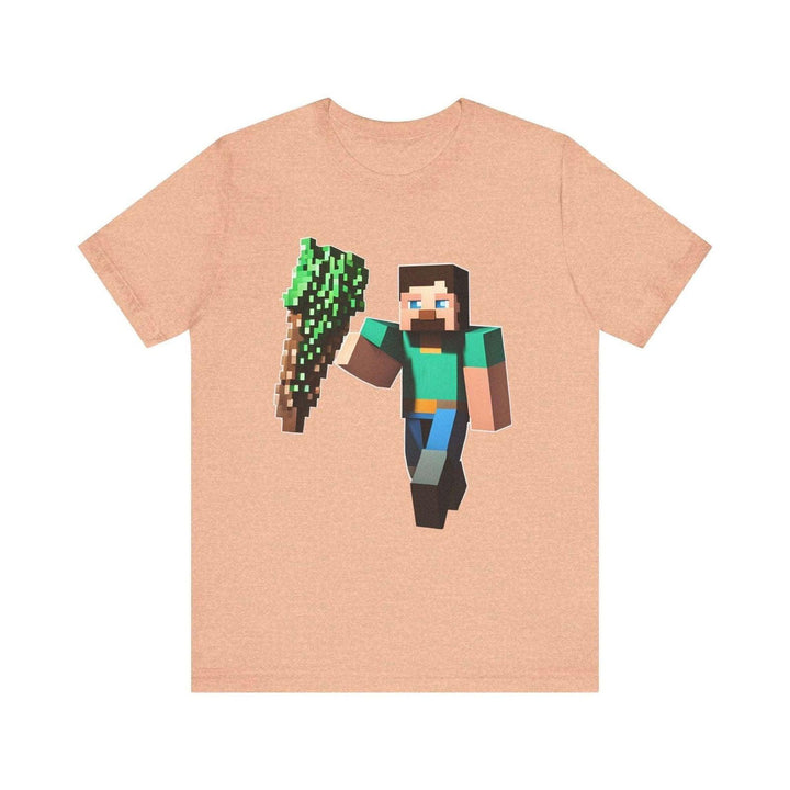 Minecraft Blocky Tree Carrier T Shirt | Heather Peach