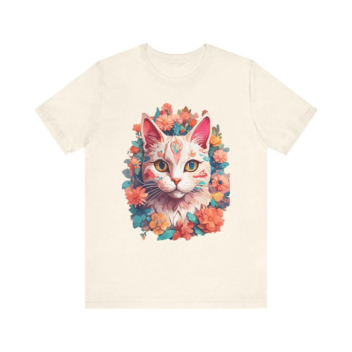 Flower Blossom Cat T Shirt | Natural