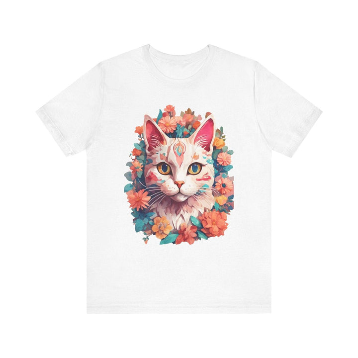 Flower Blossom Cat T Shirt | White