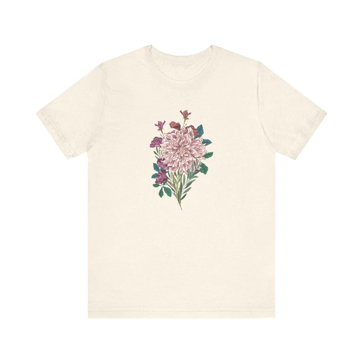 Flower Blossoming Dahlia T Shirt | Natural