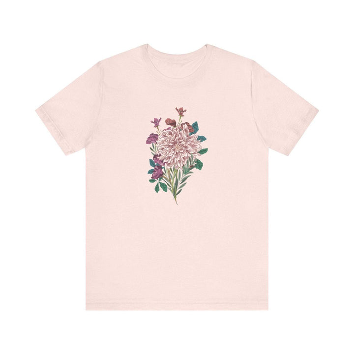 Flower Blossoming Dahlia T Shirt | Soft Pink