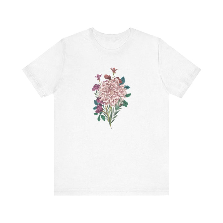 Flower Blossoming Dahlia T Shirt | White