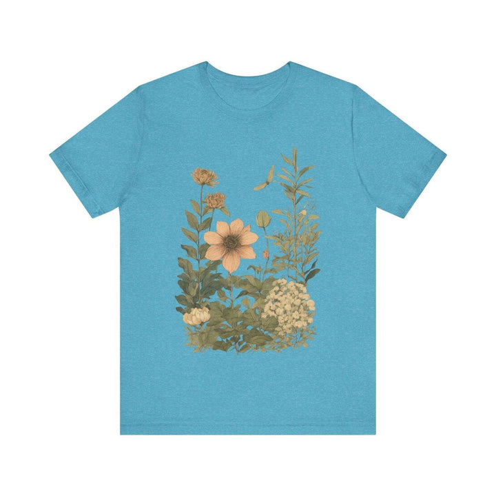 Flower Botanical Serenity T Shirt | Heather Aqua