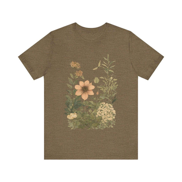 Flower Botanical Serenity T Shirt | Heather Olive