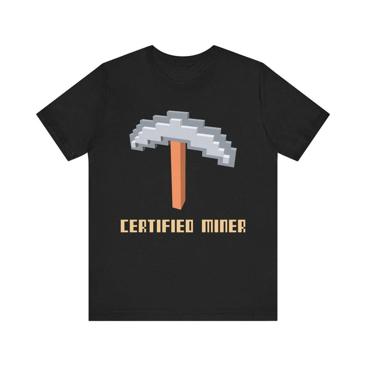 Minecraft Certified Miner Pixel Pickaxe T Shirt | Black