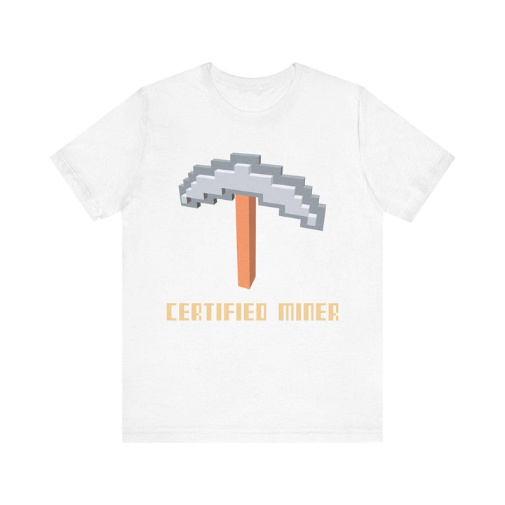 Minecraft Certified Miner Pixel Pickaxe T Shirt | White