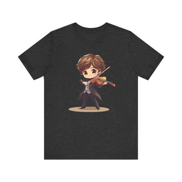 Classic Chibi Violin Virtuoso T Shirt | Dark Grey Heather