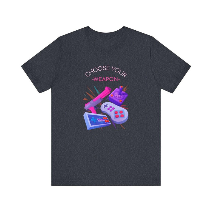 Retro Gaming Choose Your Weapon T Shirt | Heather Navy