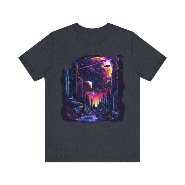 Nasa Cyberpunk Galaxy T Shirt | Heather Navy