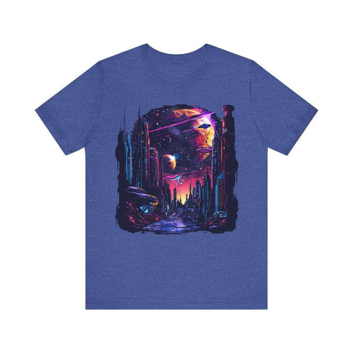 Nasa Cyberpunk Galaxy T Shirt | Heather True Royal