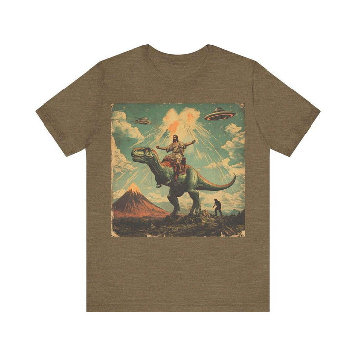 Alien Divine Dino Adventure T Shirt | Heather Olive