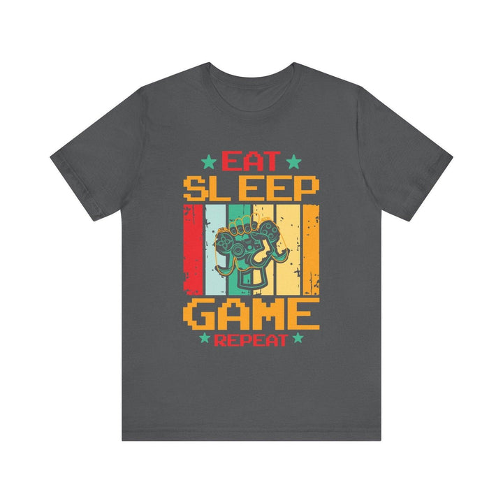 Retro Gaming Eat Sleep Game Repeat T Shirt | Asphalt