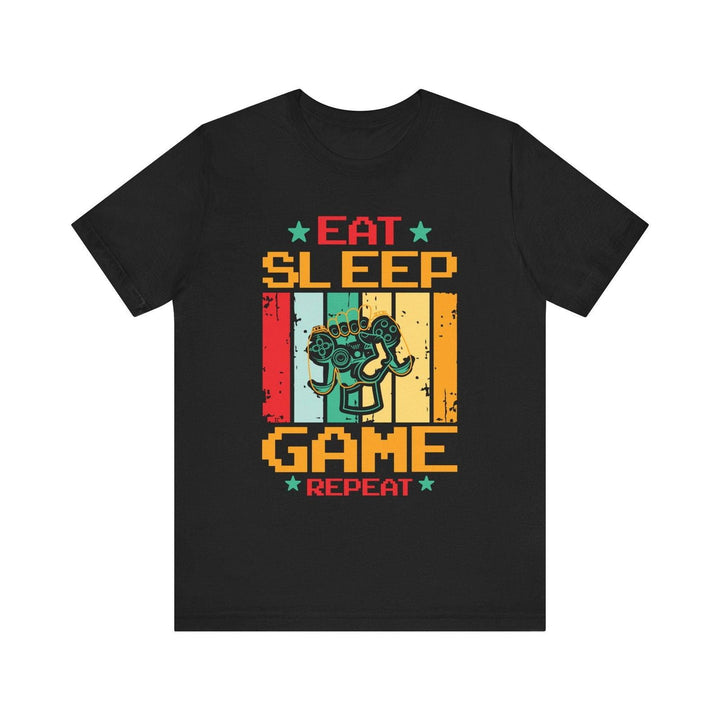 Retro Gaming Eat Sleep Game Repeat T Shirt | Black