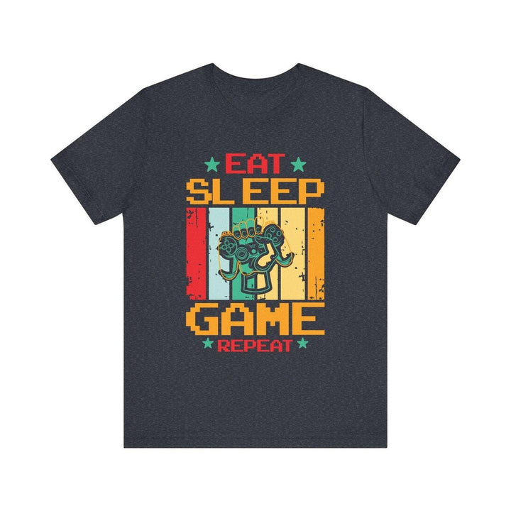 Retro Gaming Eat Sleep Game Repeat T Shirt | Heather Navy