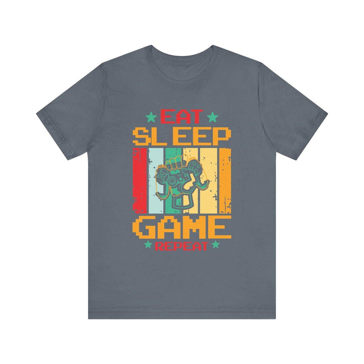 Retro Gaming Eat Sleep Game Repeat T Shirt | Steel Blue