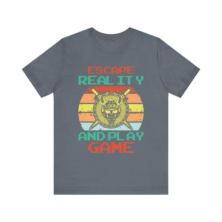 Retro Gaming Escape Reality T Shirt | Steel Blue