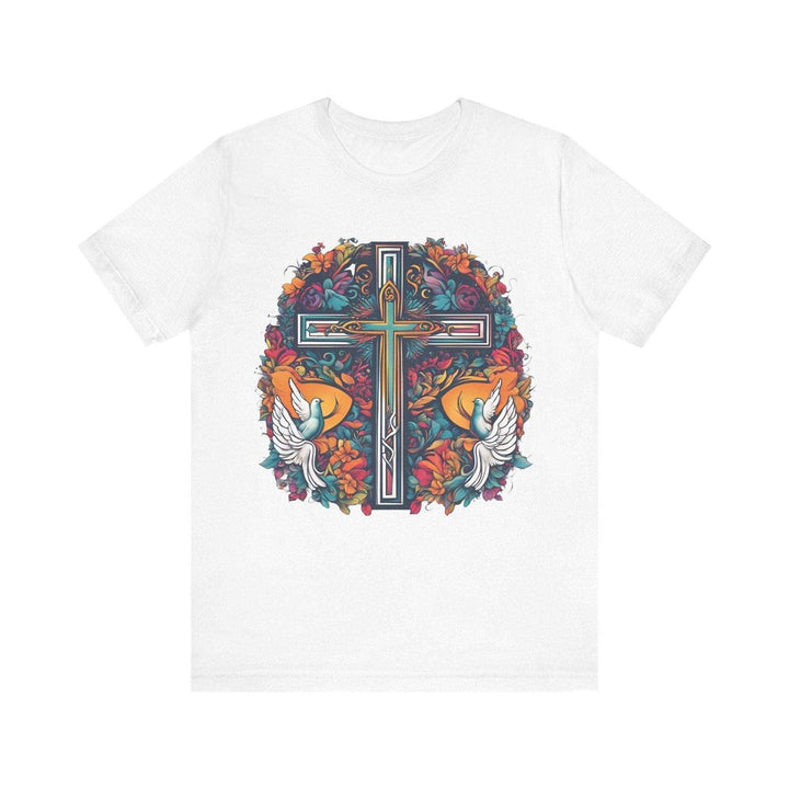 Christian Floral Cross Peace T Shirt | White