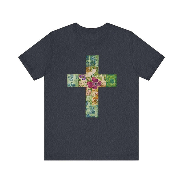 Christian Floral Faith T Shirt | Heather Navy