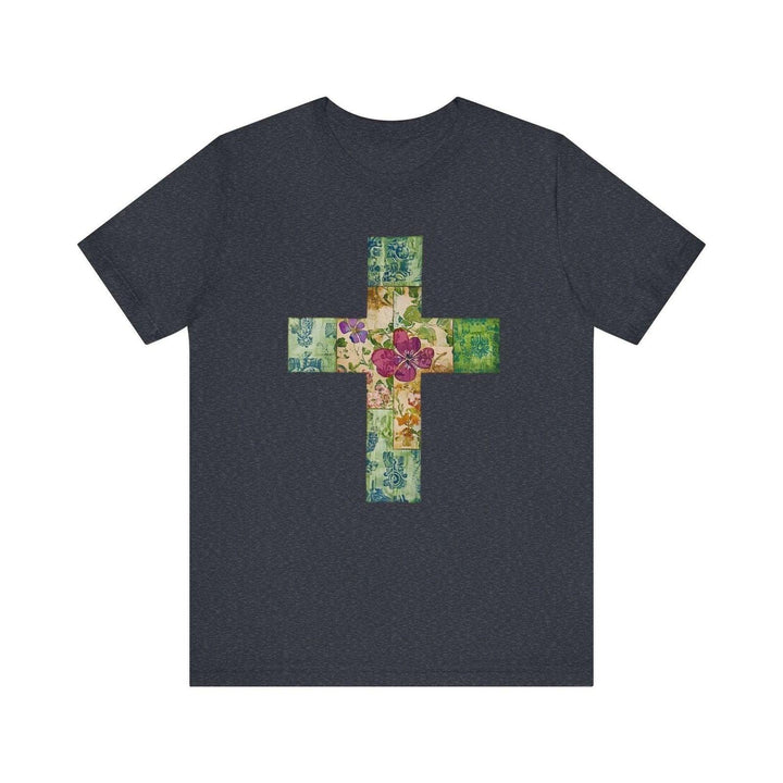 Christian Floral Faith T Shirt | Heather Navy