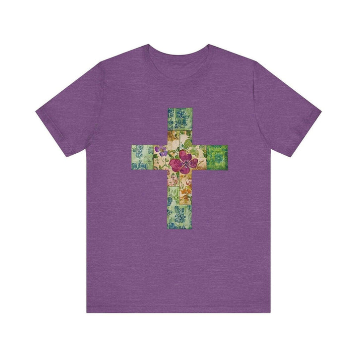 Christian Floral Faith T Shirt | Heather Team Purple