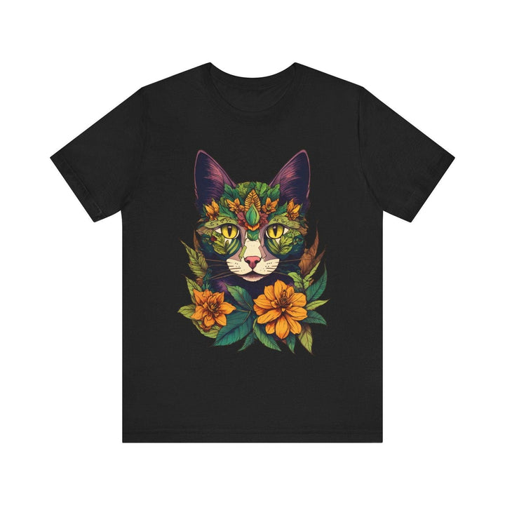 Flower Floral Feline T Shirt | Black