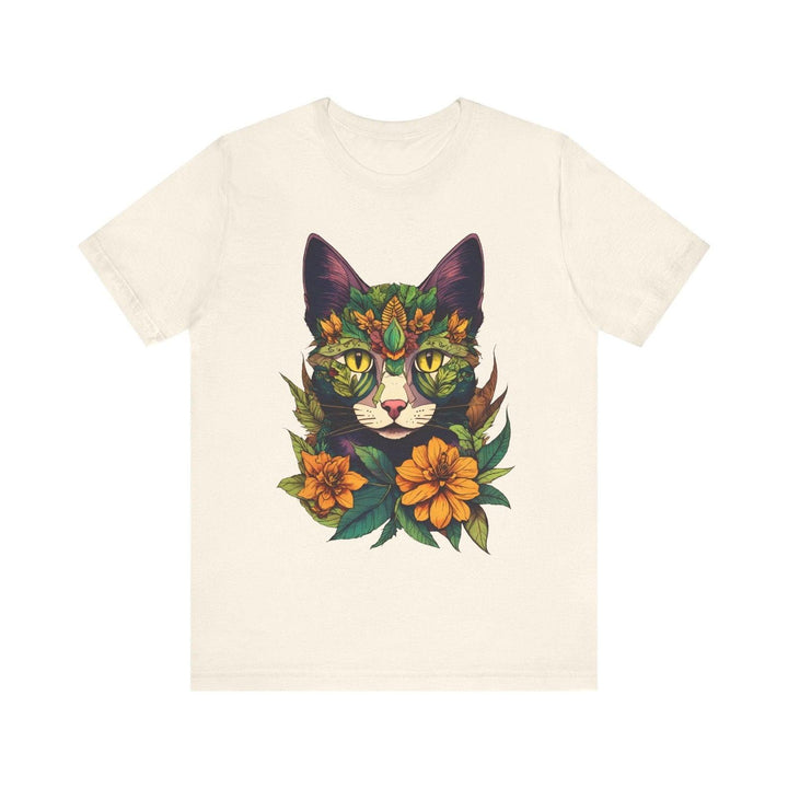 Flower Floral Feline T Shirt | Natural