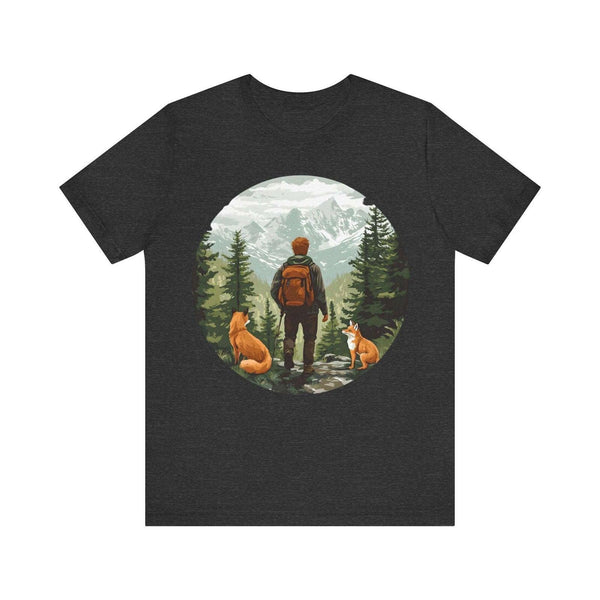 Hiking Fox Trail Explorer T Shirt | Dark Grey Heather Twill Tees