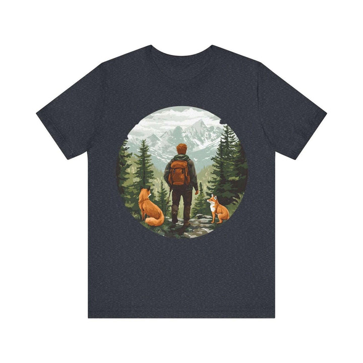 Hiking Fox Trail Explorer T Shirt | Heather Navy